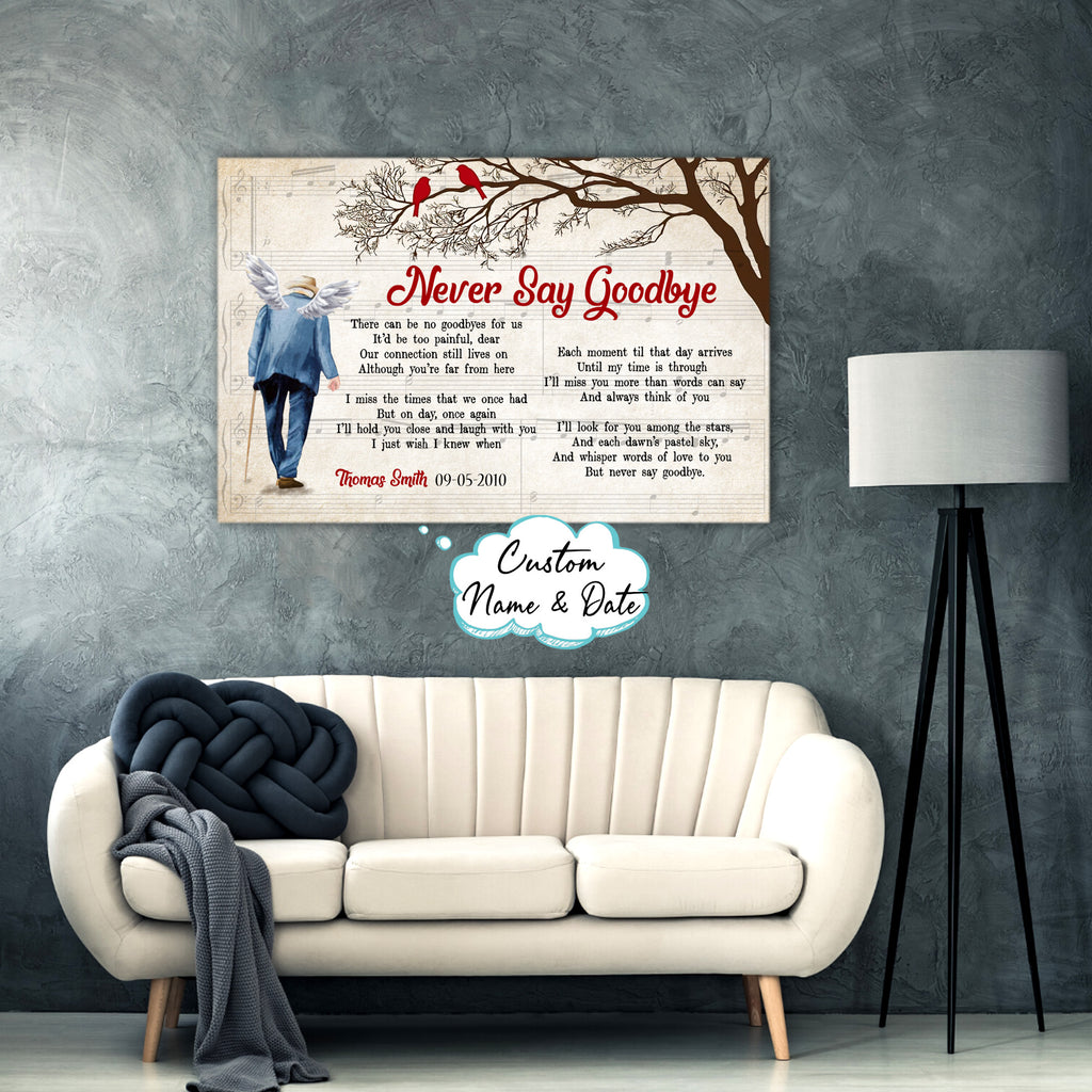 Never say goodbye to Him, Lyrics song Canvas, Personalized Canvas