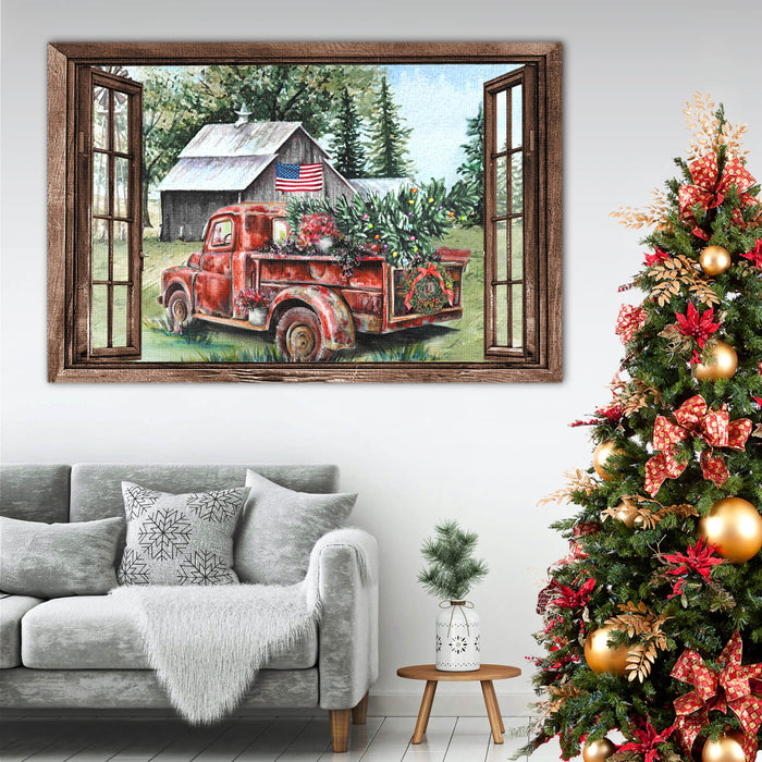 Chrismas Tree in the Truck Canvas, Wall-art Canvas