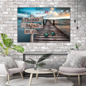 Couple Turtle return to the Sea, Street Signs Canvas, Personalized Canvas
