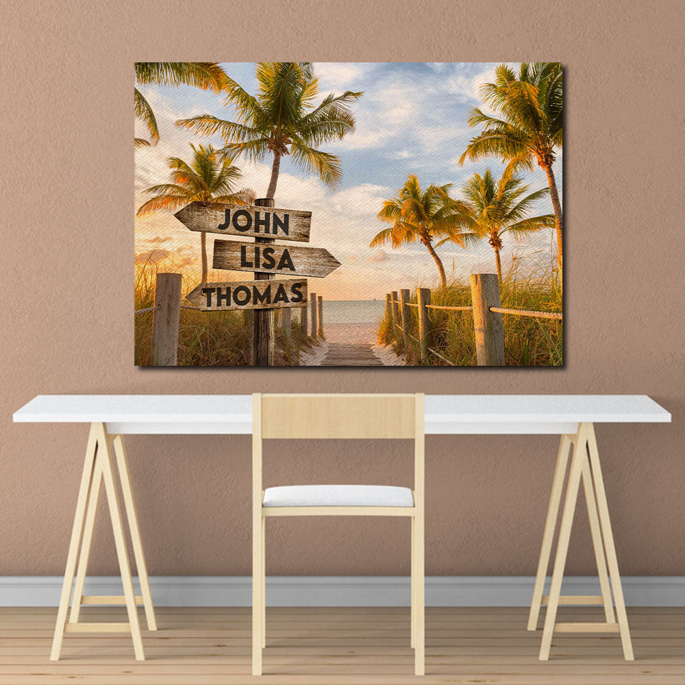 The way to the beach, Street Signs Canvas, Personalized Canvas