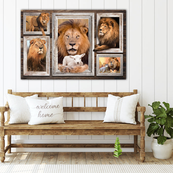 Lions and deer - Windows Canvas, Wall-art Canvas