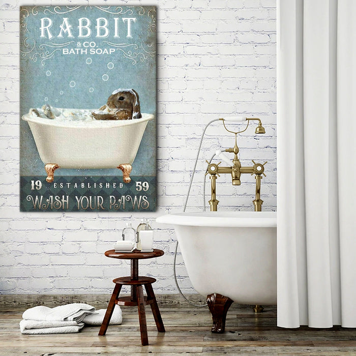 Rabbit Bath Soap Washh Your Paws, Funny Canvas