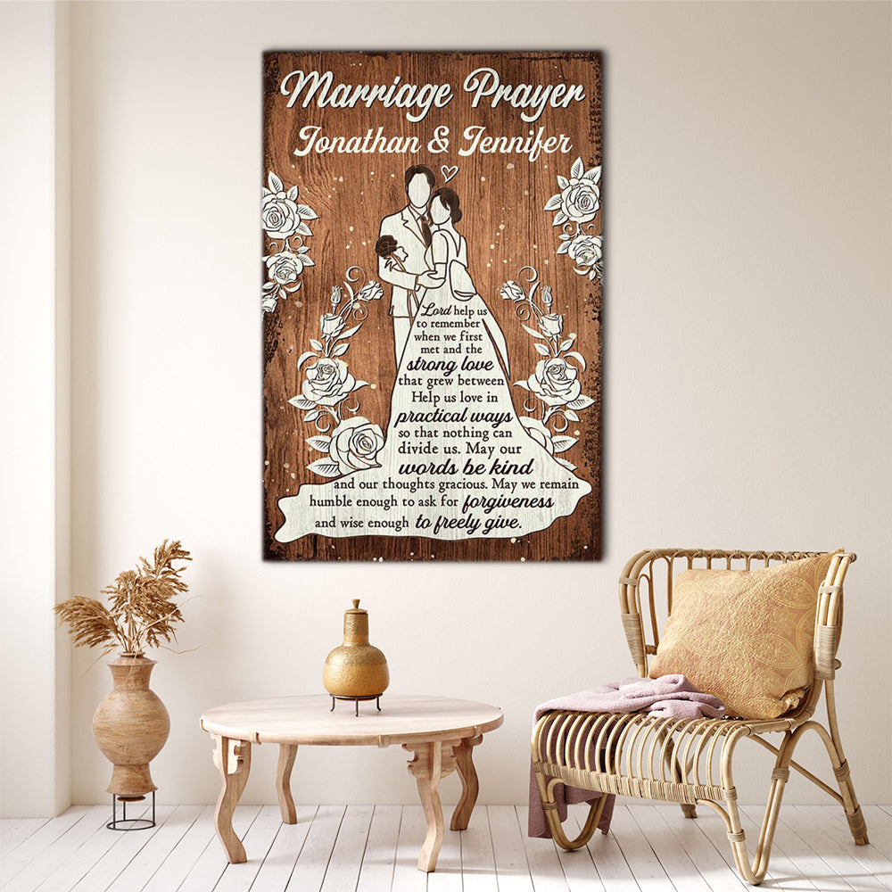 Marriage Prayer Gift For Couple Canvas, Personalized Canvas