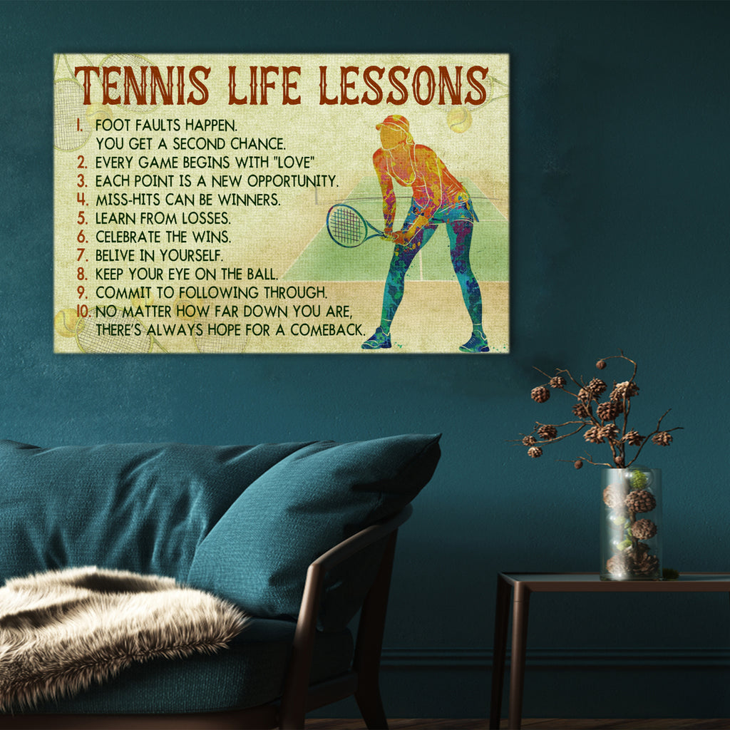 Tennis life lessons, Girls loves Tennis Canvas, Wall-art Canvas