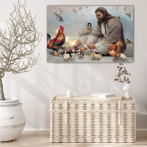 God and Chickens, Chicken lover Canvas, God Canvas