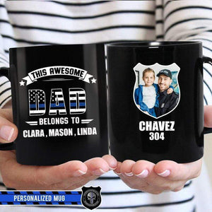 Police – This awesome Dad belongs to, Gift for Dad, Personalized Mugs