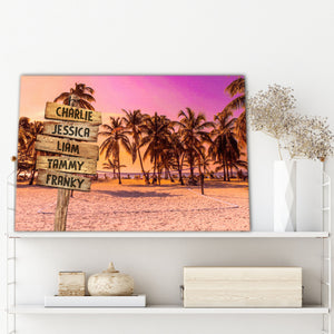 Sunset in the Beach, Street Signs Canvas, Personalized Canvas