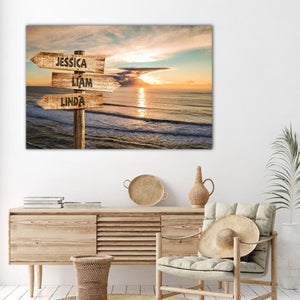 Dawn in the Beach, Street Signs Canvas, Personalized Canvas
