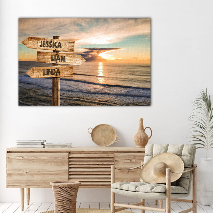 Dawn in the Beach, Street Signs Canvas, Personalized Canvas