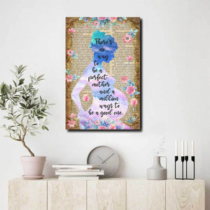 Watercolor Pregnancy poster there is no way to be a perfect mother, Gift for Mom Canvas