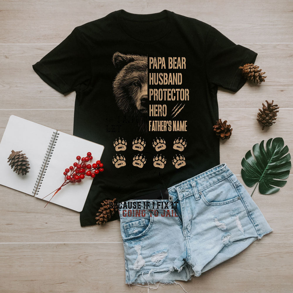 Papa Bear Husband Protector Hero Personalized Shirt