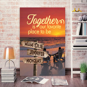 Together is our favorite place to be, Couple Canvas, Street Signs in the Beach, Personalized Canvas