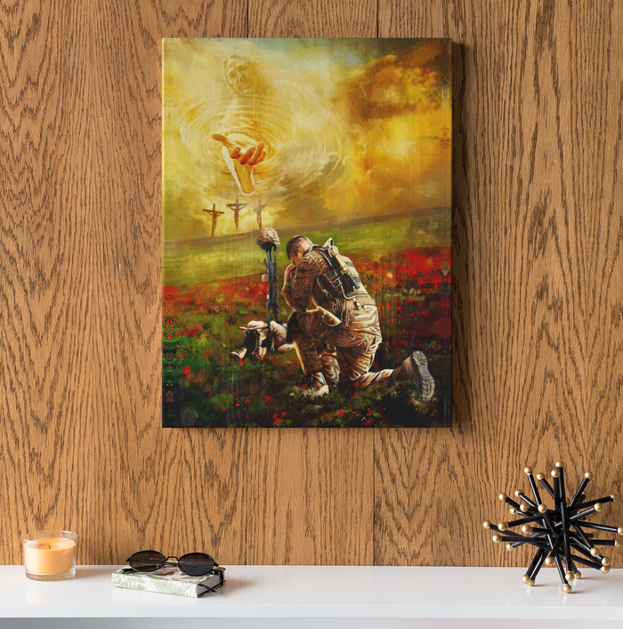 Give me your hand Christian Vertical With Veteran Canvas, Jesus Canvas, Wall-art Canvas