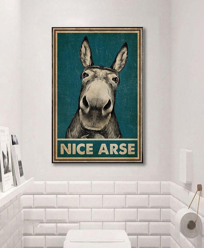 Vintage Donkey Nice Arse Framed Canvas