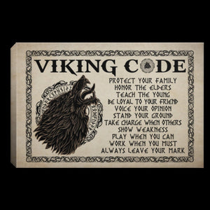 Wolf Viking Code Protect Your Family Honor The Elders Teach The Young Framed Canvas